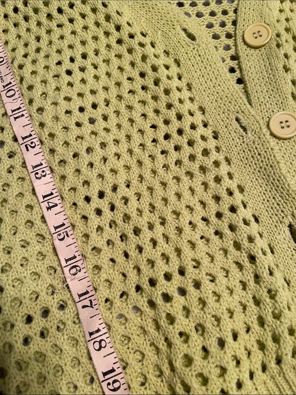 Lime Open-Knit Button Front Cardigan - Picture 3 of 3